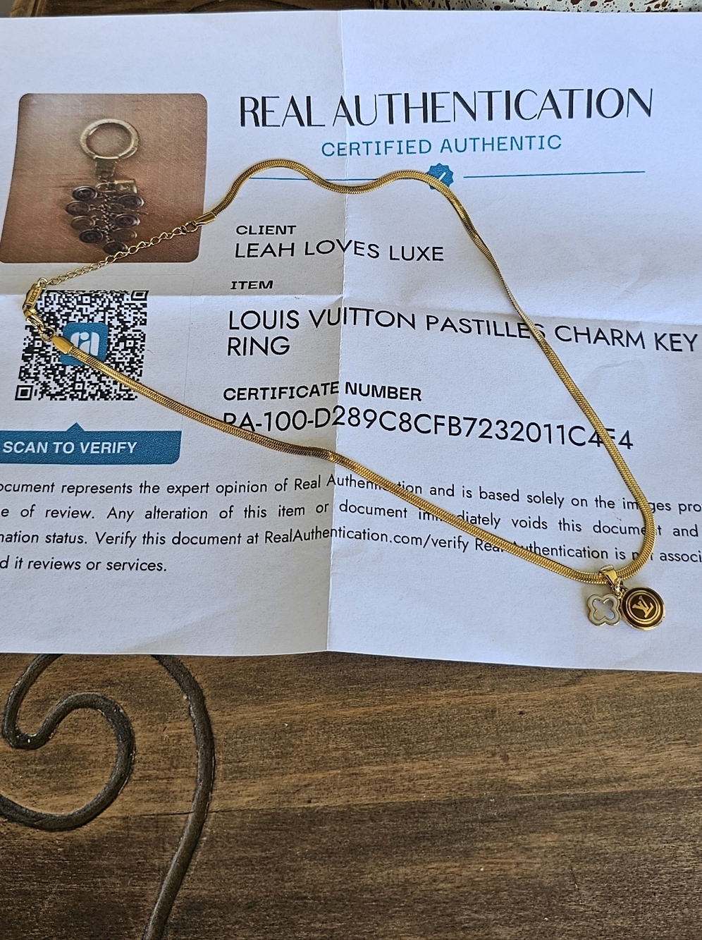 Louis Vuitton  Pendant With COA Paired With Unbranded  Necklace And Charm. - Picture 4 of 4